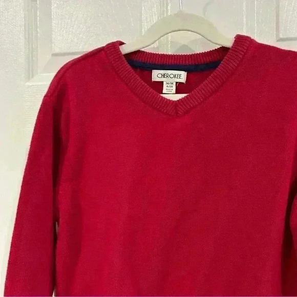 Youth Boys Cherokee Red V Neck Longsleeve Sweater Uniform Holiday Size M 8/10 - Picture 3 of 4